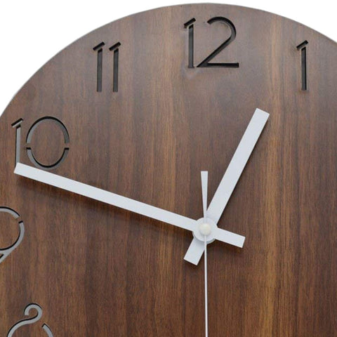 Image of Vintage Arabic Numeral Design Rustic Country Tuscan Style Wooden Decorative Round Wall Clock