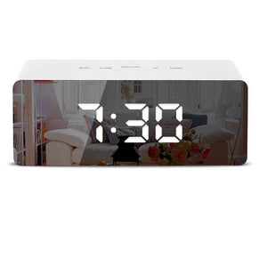 LED Mirror Alarm Clock Digital Temperature Display
