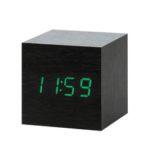 Load image into Gallery viewer, LED Wooden Table Alarm Clock With Voice Control