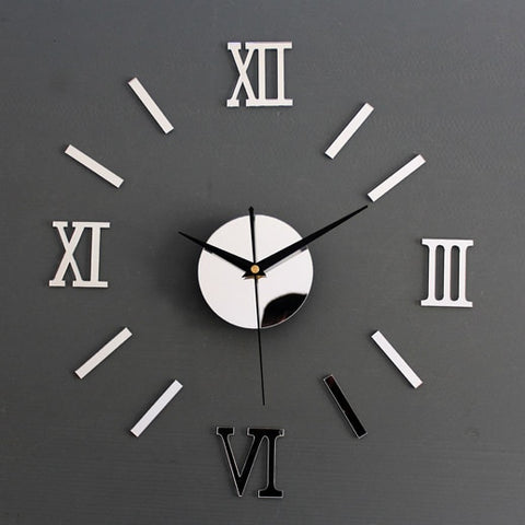 Image of Rome Digital Number Wall Clock DIY 3d Mirror