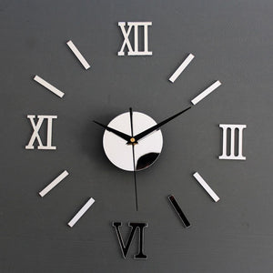Rome Digital Number Wall Clock DIY 3d Mirror