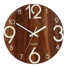 Load image into Gallery viewer, Hot-Luminous Wall Clock 12 Inch Wooden Silent Non-Ticking Wall Clock With Night Lights