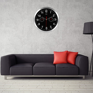 Metal Silent Quartz Wall Clock Quiet Sweep Movement Thermometer Hygrometer