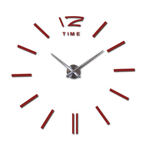 Wall Clock 3D Diy Acrylic Mirror