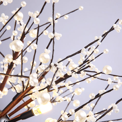 Image of Pearl Tree Branches With Bulbs - Creative Sphere Glass Lighting Fixture