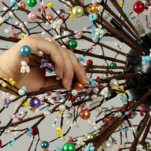 Image of Pearl Tree Branches With Bulbs - Creative Sphere Glass Lighting Fixture