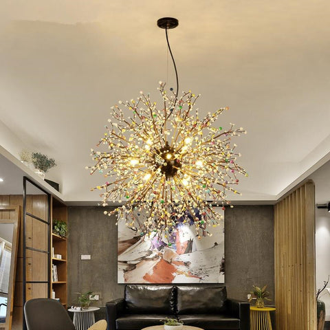 Image of Pearl Tree Branches With Bulbs - Creative Sphere Glass Lighting Fixture