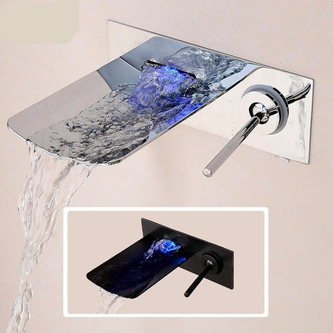 Image of Wall Bathroom Sink Faucet LED